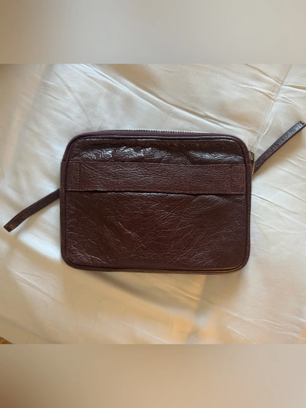 Balenciaga Men's iPad / Tablet Zip Pouch Charbon brown Agneau Lambskin Leather